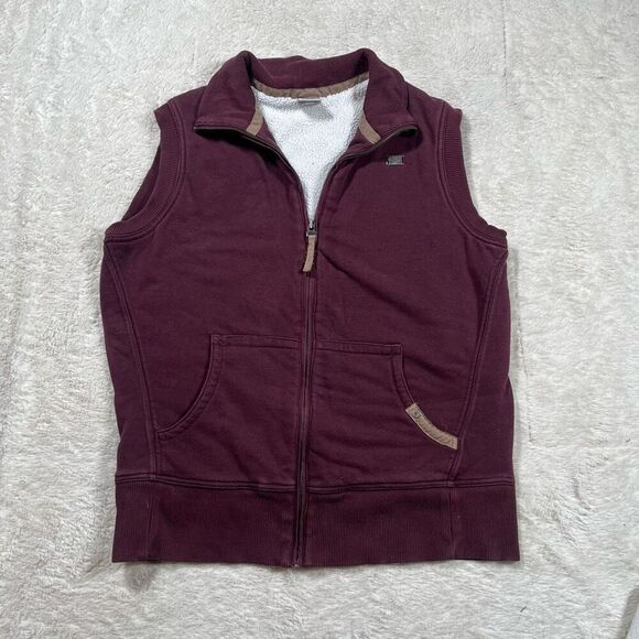 Nike Sherpa Lined Vest Womens Jacket Full Zip Burgundy Gray Tag - Picture 1 of 5